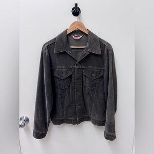 Vintage 1970s Levi's Orange Tab Charcoal Corduroy Trucker Jacket